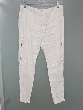 Vince Women's White Slim Cargo Pants with Zip Pockets